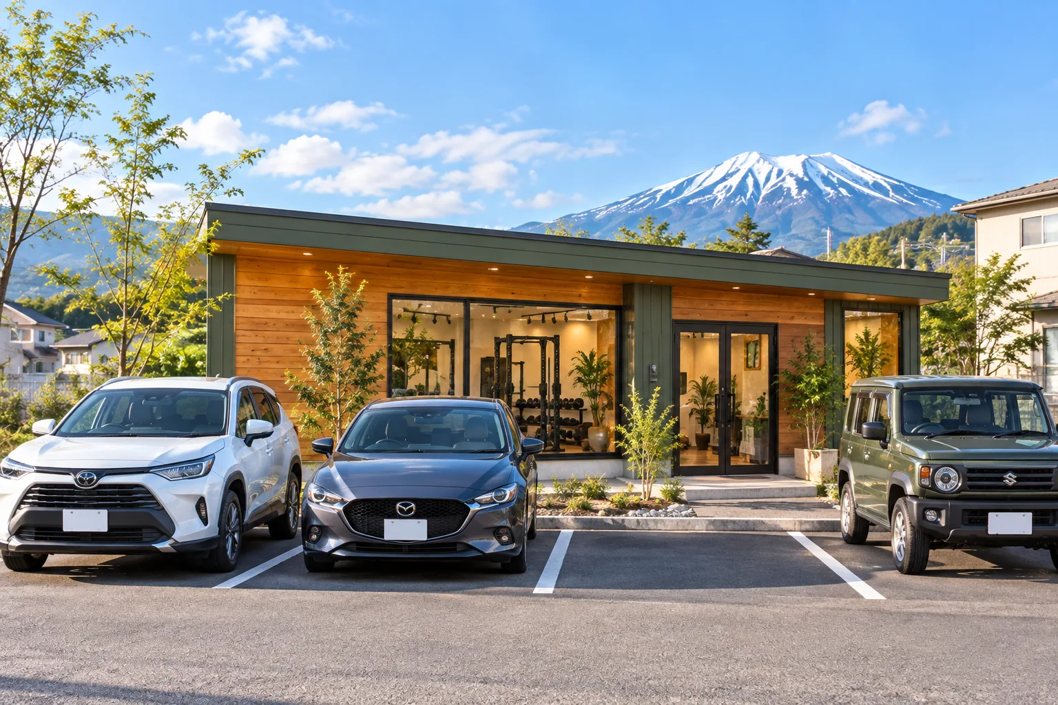 店舗外観と駐車場